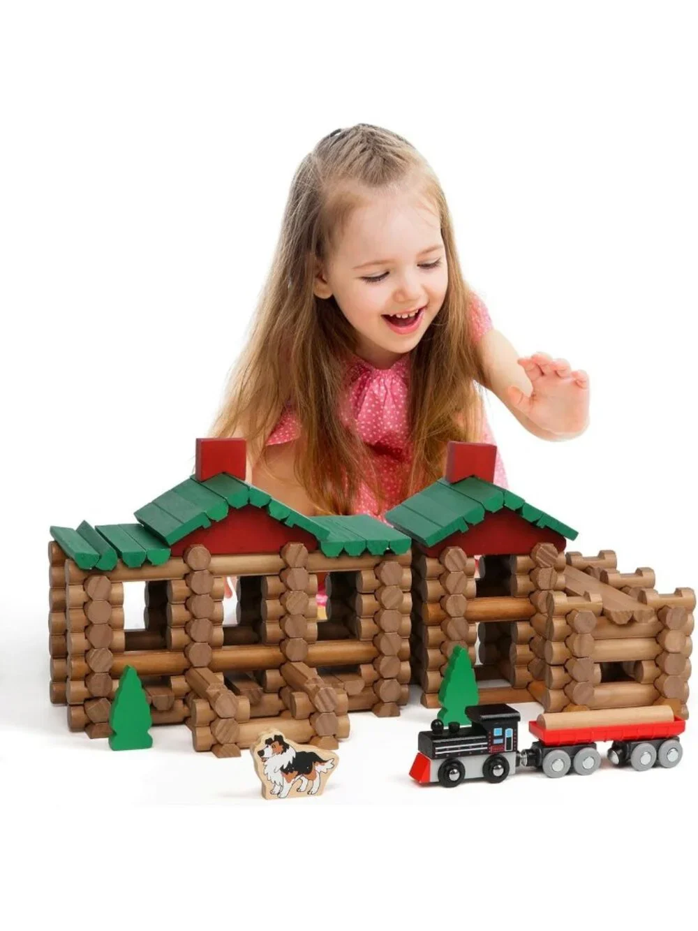 208 Pcs Classic Wooden Building Logs Set for Kids - Creative Educational Gift